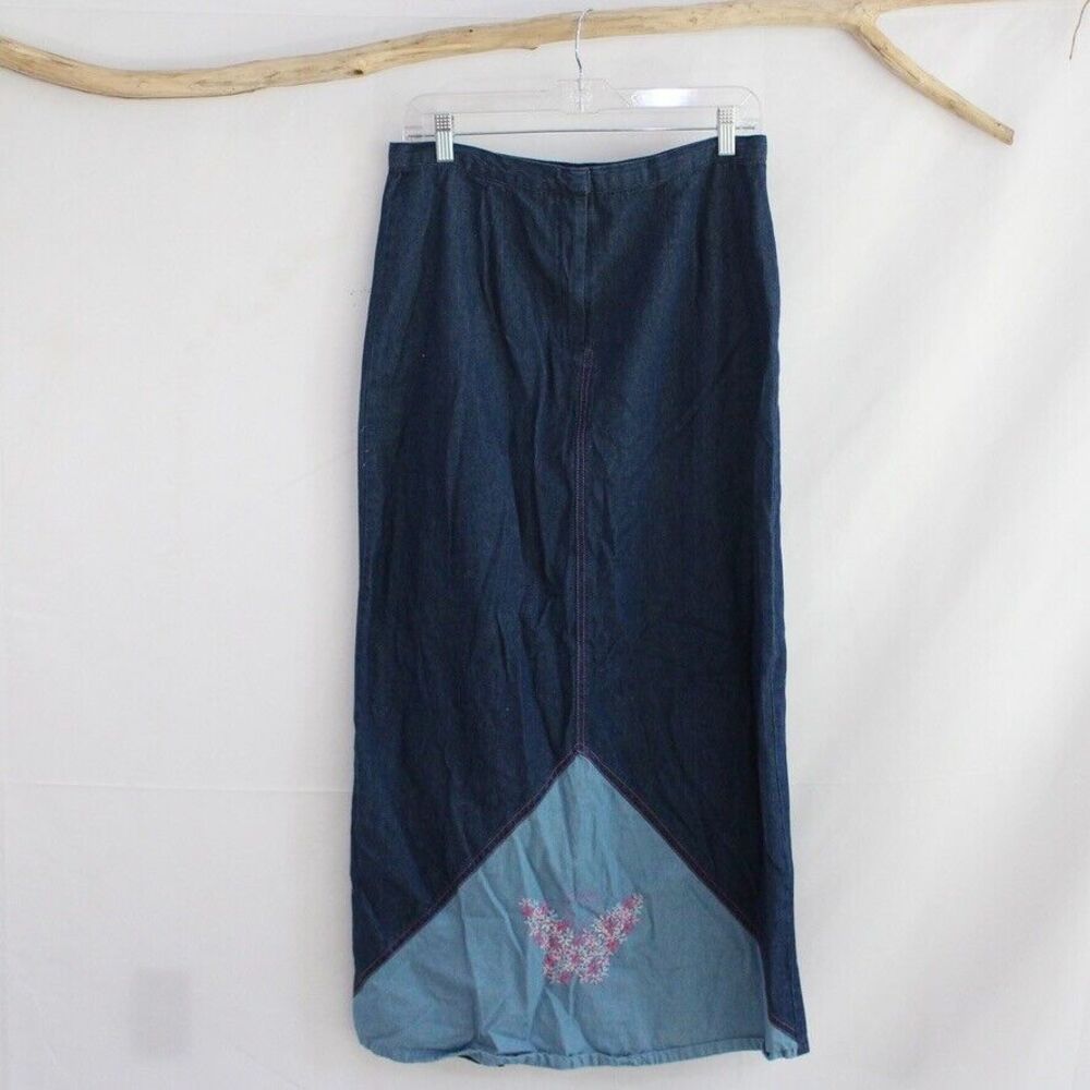Funky People Long Modest Blue Jean Skirt Size XL X-Large Denim Maxi Skirt